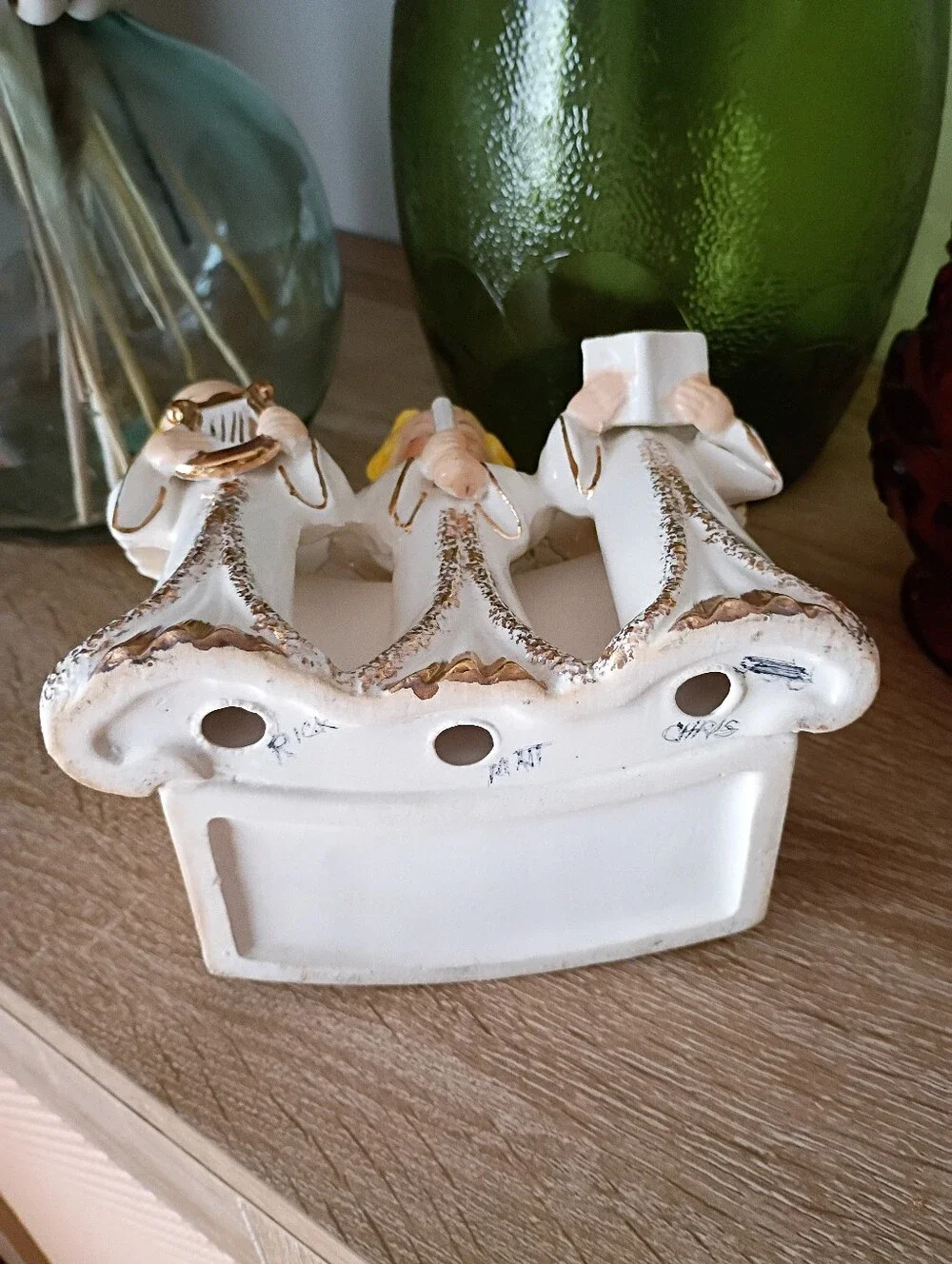 Vintage Rare Artmark Christmas Gold And White Choir Angels Planter 1950s